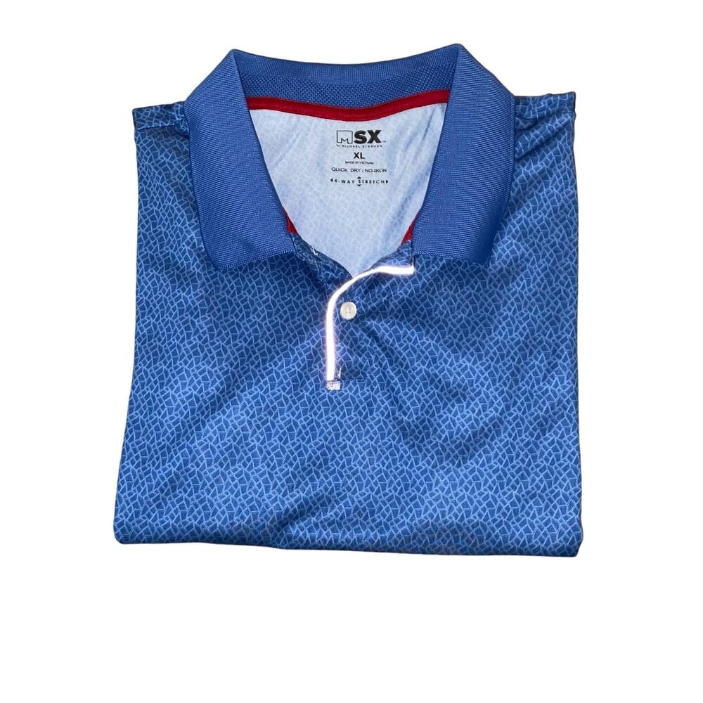 MSX by Michael Strahan Quick Dry No-Iron Blue Short Sleeve Polo Shirt Size XL